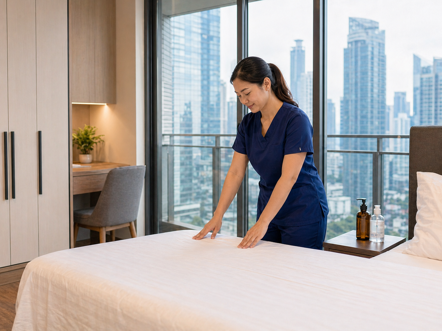Palmeo Spa condo massage service in a high-rise city unit with oil and alcohol