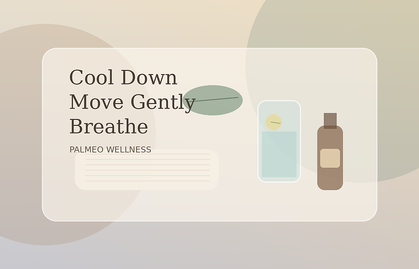 Minimal wellness tray with citrus water, massage oil, and folded towel for an evening recovery routine