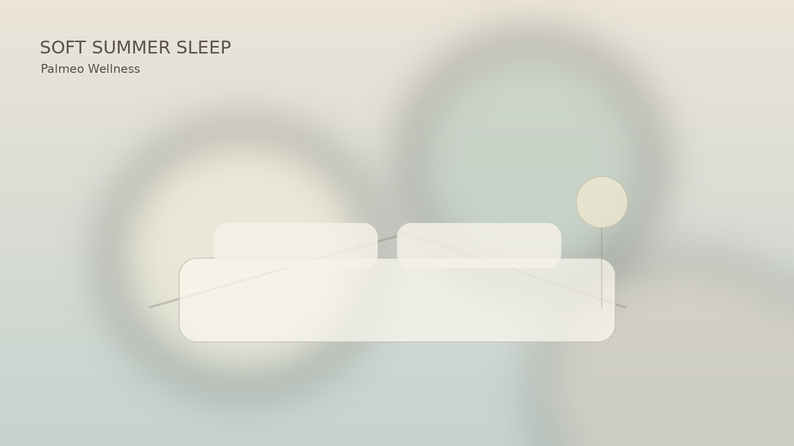 An original abstract wellness illustration showing a peaceful bedside setting for gentle movement, hydration, and evening relaxation.