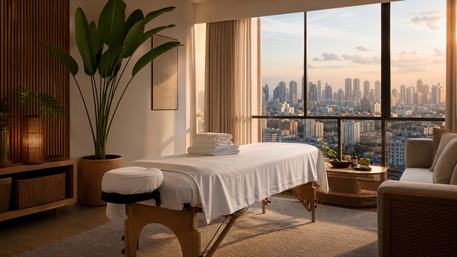 Home massage setup in a Philippine condo