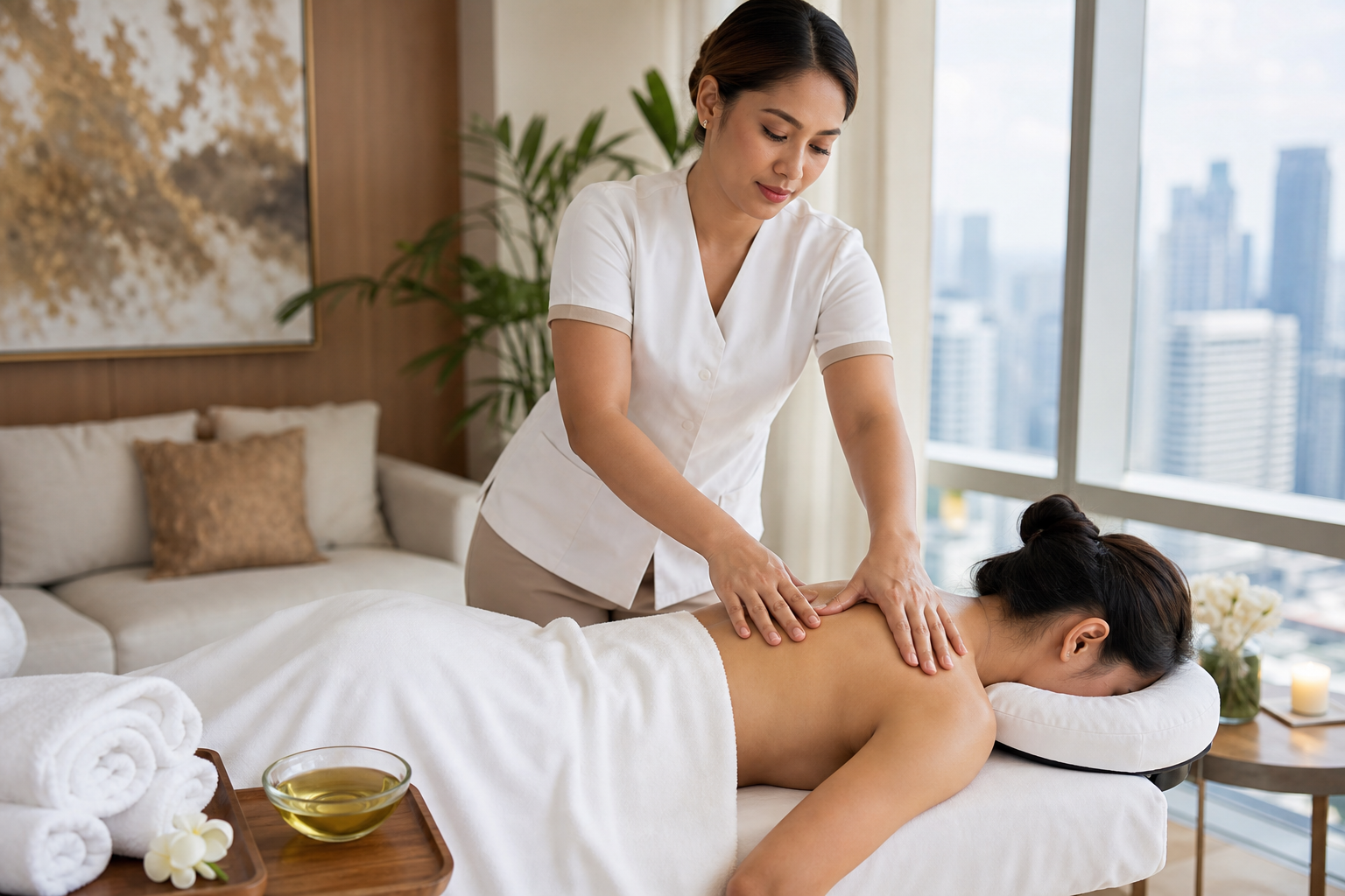 Philippine condo home massage setup by Palmeo Spa